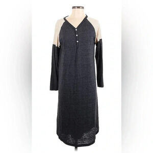 The Great Size 0 XS Henley Raglan Sleeves T-Shirt Dress Gray Cream